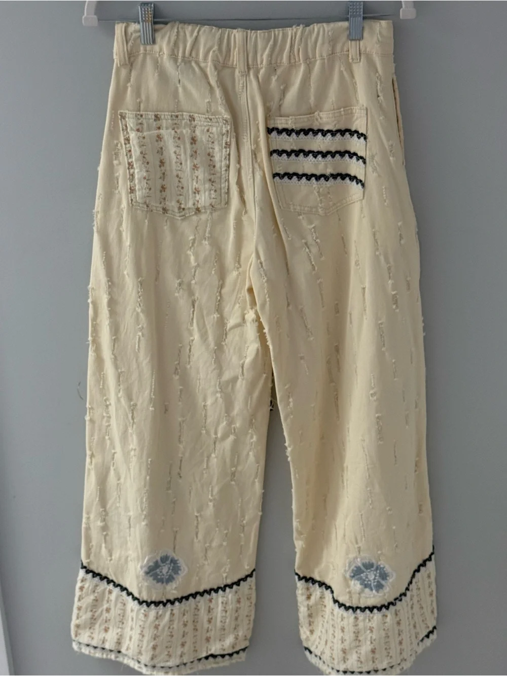 POL Cream Wide-Leg Boho Embroidered Pants with Drawstring - Picture 2 of 3